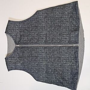 Reversible Wool Tencel Vest Gray Black Geometric Zip Up Layering Australia S